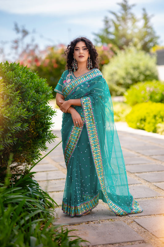 Teal saree PDP