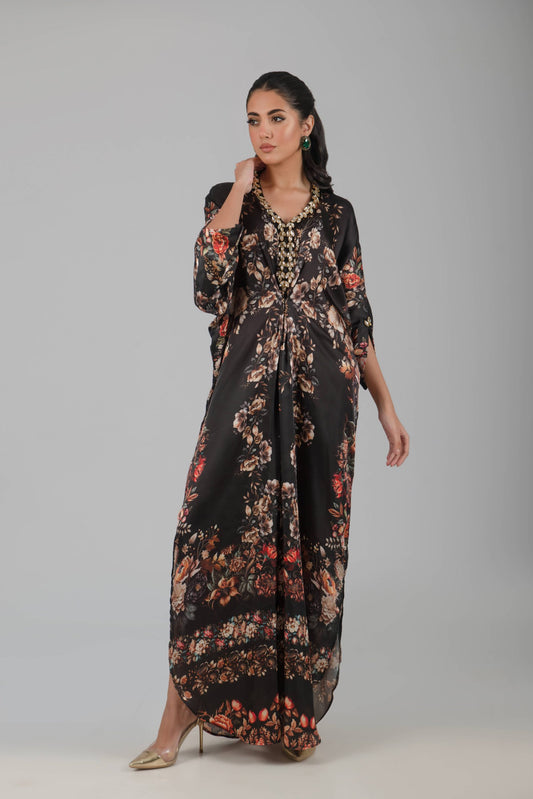 Flower black kaftan