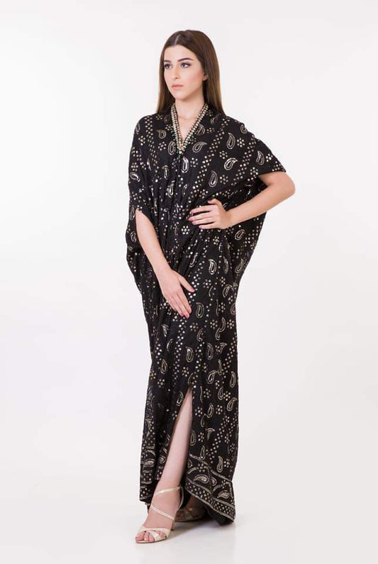 Black Chikankari Kaftan