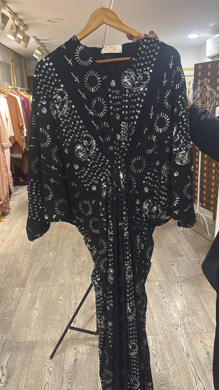 Black Chikankari Kaftan